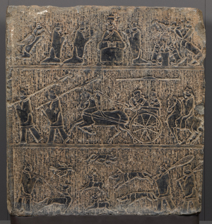 Image of "Stone Bas-relief, Queen Mother of the West / Chariot / Hunting"