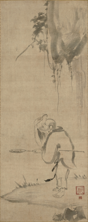 Image of "Priest Xian-zi catching shrimp."