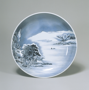 Image of "Large Dish with a Snowy Landscape"