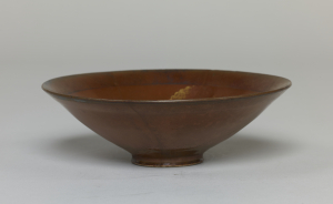 Image of "Bowl with Peonies, Glazed stoneware with gold and silver"