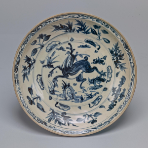 Image of "Large Dish with a Landscape and Deer"