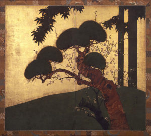 Image of "소나무, 대나무, 매화 그림 병풍"