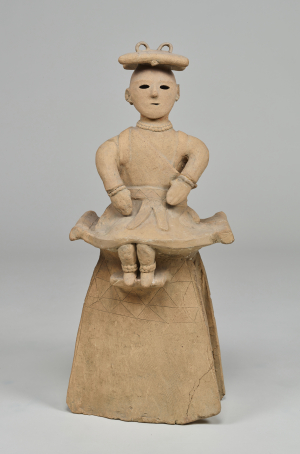 Image of "Seated miko (maiden in service of god)(terra-cotta tomb figurine)."
