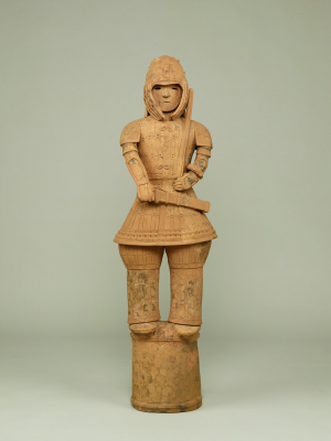 Image of "Warrior in keiko type armor(terra-cotta tomb figurine)."