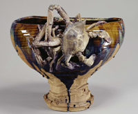 『重要文化財　褐釉蟹貼付台付鉢　初代宮川香山(1842～1916)作　明治14年(1881) 』の画像