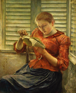 Image of "Reading, By Kuroda Seiki, dated 1891"