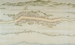 Image of "Map of Tokaido Highway (detail), Compiled by Office of Transportation, Edo period, dated 1806 (Important Cultural Property)"