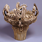 Image of "Jomon Vessel, with Flame-like Ornamentation, Attributed provenance: Umataka, Nagaoka-shi, Niigata, Jomon period, 3000 - 2000 BC"