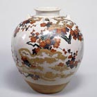 Image of "Tea Leaf Jar, Moon and plum tree in overglaze enamel, Studio of Ninsei, Edo period, 17th century (Important Cultural Property)"