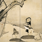 Image of "Cockerels with Pine and Plum, By Ito Jakuchu, Edo period, 18th century"