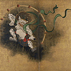 Image of "Wind God and Thunder God (detail), By Ogata Korin, Edo period, 18th century (Important Cultural Property, on exhibit  from January 2, 2013)"