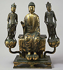 Image of "Amida (Amitabha) and Two Attendants, Asuka period, 7th century (Important Cultural Property)"