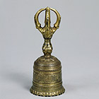 Image of "Buddhist Ritual Bell with Five-Pronged Vajra Handle Eight Sanskrit characters design, Heian period, 12th century (Important Cultural Property)"