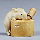 Image of "Netsuke, Rabbit and mortar design, Edo period, 18th century (Gift of Mr. Go Seinosuke)"