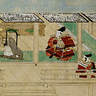 Image of "Narrative Picture Scroll of Legends about the Origin of Kiyomizu‐dera Temple, First of Three Volumes (detail), Illustrated by Tosa Mitsunobu, text by Konoe Hisamichi and others, Muromachi period, dated 1517 (Important Cultural Property)"
