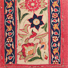 Image of "Cashmere Hanging Decoration, Floral scroll design in embroidery on red ground, 18th - 19th century"