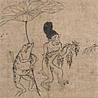 Image of "Detached Segment of Caricatures of Frolicking Animals and People, Heian period, 12th century"