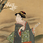 Image of "Beauty under the Cherry Tree, By Mizuno Rocho, Edo period, 18th century"