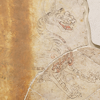 Image of "White Tiger, of the Four Divine Animals,Mural Paintings from Kitora Tumulus: West Wall,Asuka period, 7th-8th century (Lent by Ministry of Education, Culture, Sports, Science and Technology)"