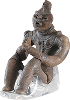 Image of "Dogu Figurine, Known as the “Figure with clasped palms”, Late Jomon period, 2000–1000 BC, Excavated from Kazahari site No.1 in Hachinohe, Aomori, Korekawa Archaeological Institution, Hachinohe, Aomori (National Treasure)"
