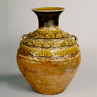 Image of "Ash Glazed Pottery Jar, Western Han dynasty, 2nd - 1st century BC"