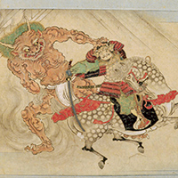 Image of "Illustrated Scroll of the Warrior Watanabe no Tsuna, Muromachi period, 16th century"