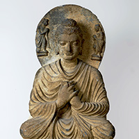 Image of "Seated Buddha, Gandhara, Pakistan, Kushan dynasty, 2nd - 3rd century"