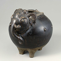 Image of "Elephant-shaped Vessel, Dark brown glaze, Khmer, Angkor period, 12th - 13th century"