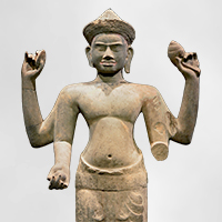 Image of "Standing Vishnu, Prasat Olok, Cambodia, Angkor period, 12th century (Acquired through exchange with l'&Eacute;cole fran&ccedil;aise d'Extr&ecirc;me-Orient)"