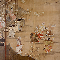 『国宝　花下遊楽図屏風（部分）　狩野長信筆　江戸時代・17世紀』の画像