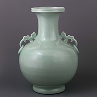 Image of "Vase with two handles, Celadon glaze, Jingdezhen ware, China, Qing dynasty, Qian-long era (Gift of Dr. Yokogawa Tamisuke)"