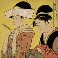 『重要文化財　娘日時計・申ノ刻（部分）　喜多川歌麿筆　江戸時代・18世紀』の画像
