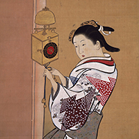 Image of "Beauty and Wall Clock, By Nishikawa Sukenobu, Edo period, 18th century"