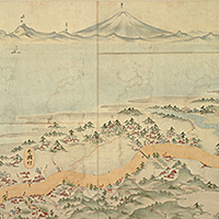 Image of "Map of the Enoshima Highway, Katase, Ryukoji, and Enoshima, Edo period, dated 1806 (Important Cultural Property)"