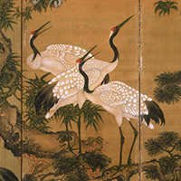 『鹿鶴図屏風（部分）　沈銓筆 中国　清時代・乾隆4年(1739)　山崎達夫氏寄贈』の画像