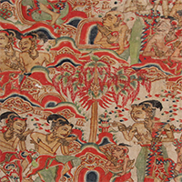 Image of "Painted Cloth, Design of Hindu tale on white ground, Bali, Indonesia, 20th century"