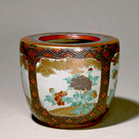 Image of "Water Jar, Peony design in overglaze enamel, Studio of Ninsei, Edo period, 17th century (Important Cultural Property, Gift of Empress Dowager Shoken)"