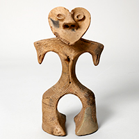 Image of "Dogu (Clay figurine), With heart-shaped face, From Gobara, Higashi Agatsuma-machi, Gunma, Jomon period, 2000 - 1000 BC (Important Cultural Property, Private collection)"