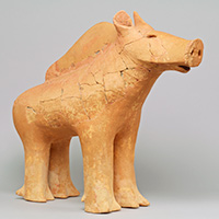 Image of "Wild Boar, Haniwa (Terracotta Tomb Figurine), From Aoyama No.4 Tumulus, Fujiidera-shi, Osaka, Kofun period, 5th century (Rent by Chikatsu Asuka Museum, Osaka)"