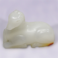 Image of "Paperweight in Shape of Sheep, White jade, China, Qing dynasty, 19th century (Gift of Mr. Kamiya Denbei)"