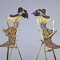 Image of "Wayang Kulit: Dewi Wara Sumbadra (left) ans Dewi Wara Srikandi (right), 20th century (Gift of Mr. Danarto)"