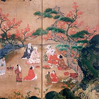 Image of "Maple Viewers, By Kano Hideyori, Muromachi - Azuchi-Momoyama period, 16th century, National Treasure"