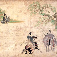 Image of "Illustrated Scroll of Tale of Warrior Obusuma Saburo (detail), Kamakura period, 13th century (Important Cultural Property)"