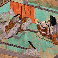 Image of "Detached Segment of Illustrated Scroll of Diary of Lady Murasaki (detail), Kamakura period, 13th century (Important Cultural Property)"