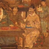 『琴棋書画図（部分）　伝任仁発筆 中国　元時代・14世紀』の画像