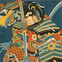江戸時代後期の浮世絵師 葛飾北斎 木版画 名撰集より「杜若と鯉」 ※額