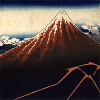 Image of "Thirty-six Views of Mount Fuji: Summer Showers Beneath the Peak (detail), By Katsushika Hokusai, Edo period, 19th century"