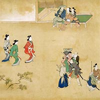Image of "Scenes from Theaters and Yoshiwara Pleasure Quarters (detail), By Hishikawa Moronobu, Edo period, 17th century"