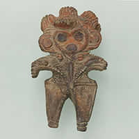 Image of "Dogu (Clay Figure), with Owl-Shaped Face, From Shinpukuji Shell Mound, Iwatsuki-ku, Saitama-shi, Saitama, Jomon period, 2000-1000 BC (Important Cultural Property)"