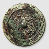 Image of "Mirror, Deity and imaginary creature design, From Izumikoganezuka Tumulus, Izumi-shi, Osaka, Kofun period, 4th century (Chinese-made: 3rd century) (Important Cultural Property)"